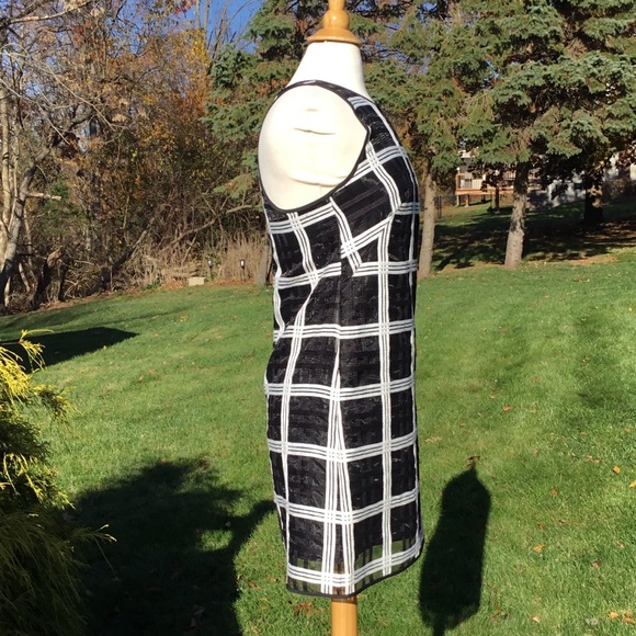 Milly Organza A-Line Grid Pattern Shift Dress - Picture 4 of 8